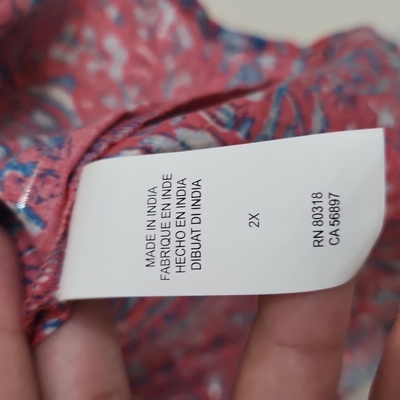 Lucky brand Cold Shoulder Blouse Size 2X Bohemian Cottagecore Feminine Career - Picture 9 of 11